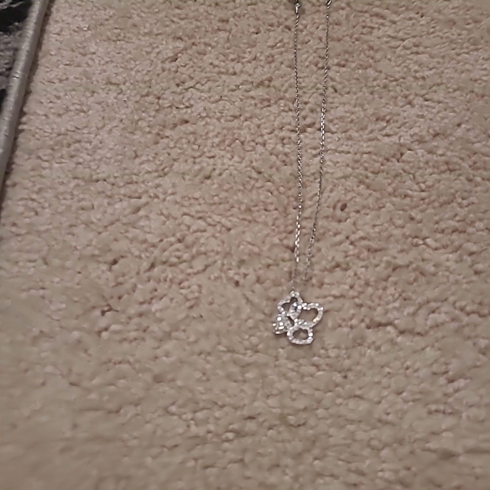 Swarovski Silver Tone Crystal 4 Heart Pendant Necklace 15" Chain + Extension